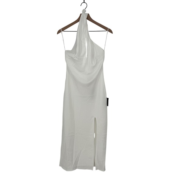 Lulus Beyond Classy White Satin Halter‎ Midi Dress Size M - Picture 2 of 12